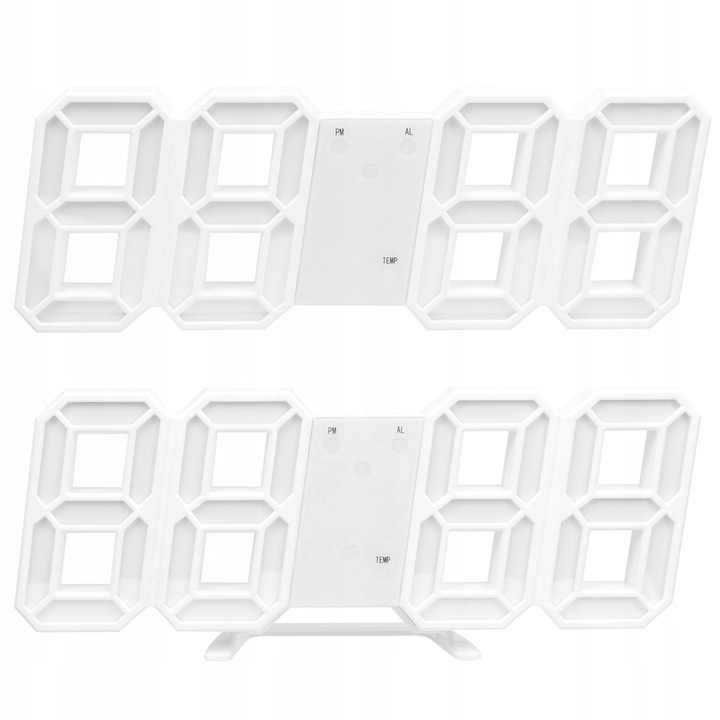 4w1 Zegar cyfrowy LED 3D ścienny stojący budzik termometr data alarm
