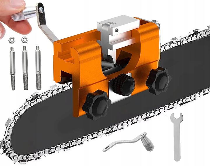 OSTRZAŁKA ŁAŃCUCHÓW PIŁY SPALINOWEJ PILARKI RĘCZNA + 4 OSTRZA OSEŁKI