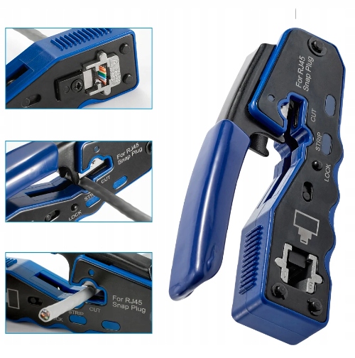 ZACISKARKA WTYKÓW PRZELOTOWYCH RJ45 PASS THROUGH ŚCIĄGACZ IZOLACJI STRIPPER