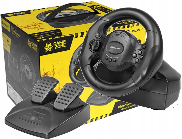 2 x KIEROWNICA Z PEDAŁAMI 4w1 PC PS3 PS4 XBOX ONE WIBRACJE Tracer GAMEZONE