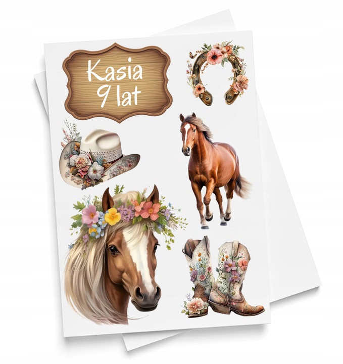 WYDRUK CUKROWY KOŃ KONIE NA TORT POSTACI DEKORACJA MASA 6el + GRATIS TEKST