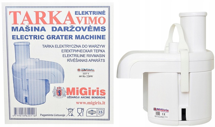 MASZYNKA DO TARCIA ZIEMNIAKÓW MIGIRIS CIORKA | 250W | BIAŁA