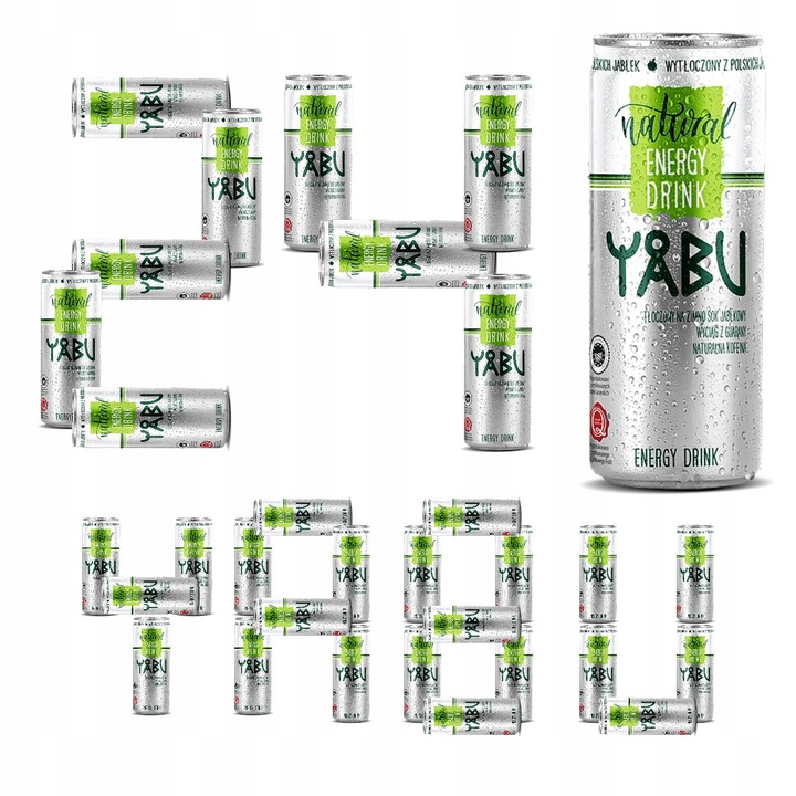 24x YABU Natural Energy Drink jabłkowy 250ml ZESTAW BEZ DODATKU CUKRU