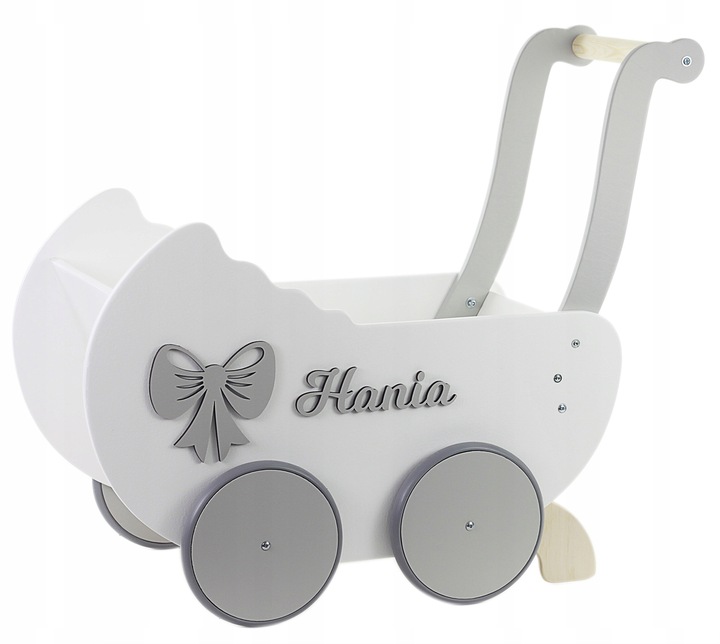 DREWNIANY WÓZEK DLA LALEK + IMIĘ prezent na roczek