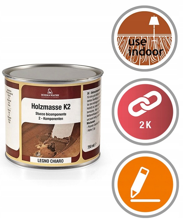 Szpachla do drewna Holzmasse K2 CZARNA Borma Wachs 750ml