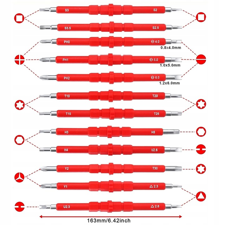 ZESTAW WKRĘTAKÓW ŚRUBOKRĘTY IZOLOWANE 25 rozmiarów + WALIZKA DLA