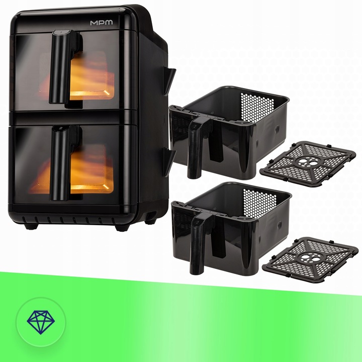 Frytkownica beztłuszczowa air fryer duża podwójna 12l MPM MFR-13