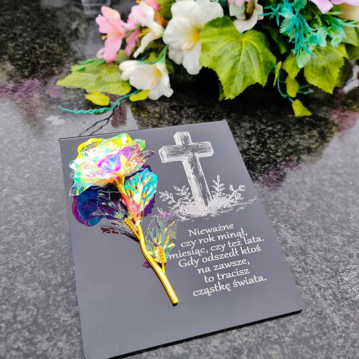 PIĘKNY ZNICZ GRAWER na cmentarz WIECZNA RÓŻA DLA BABCI I DZIADKA MAMY TATY