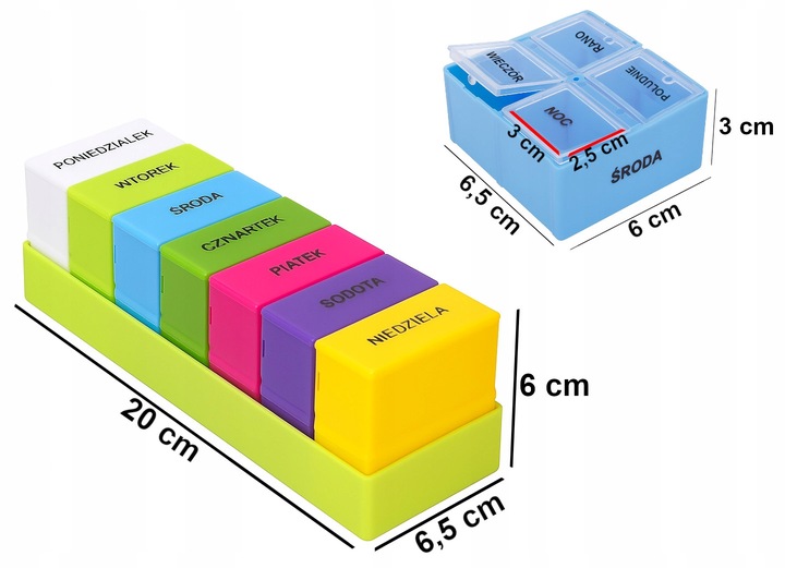 Organizer na leki Tygodniowy Kasetka Pojemnik kasetka na tabletki 7/4 DA402