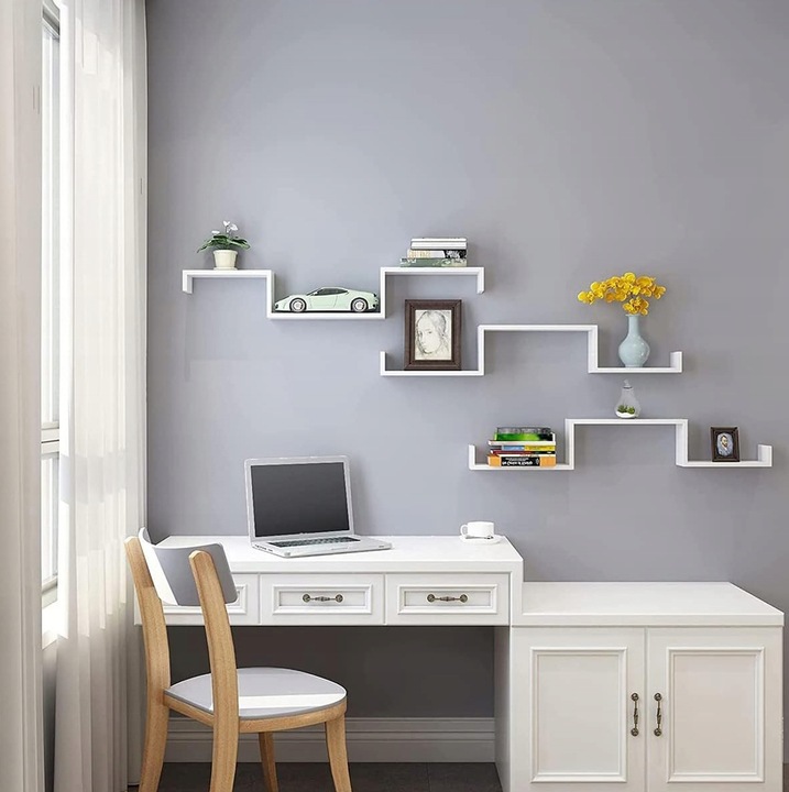 Półka Wisząca Ścienna Zestaw 3 Półek na Książki do Salonu Biała