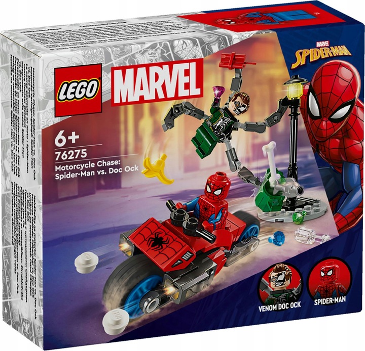 LEGO MARVEL 76275 POŚCIG NA MOTOCYKLU SPIDER MAN VS DOC OCK zestaw klocków
