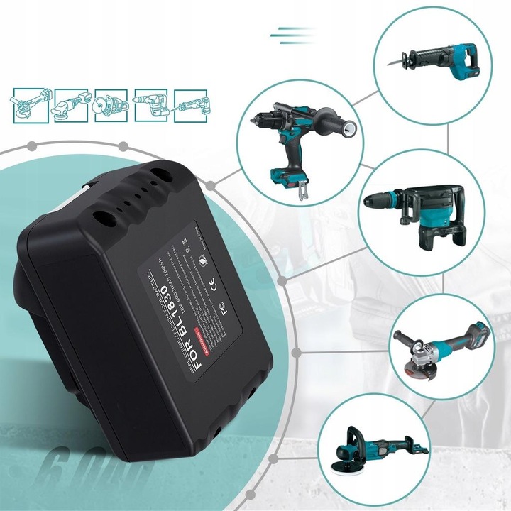 AKUMULATOR ZAMIENNIK DO MAKITA BATERIA 18V 6,0 Ah BL1860 6AH