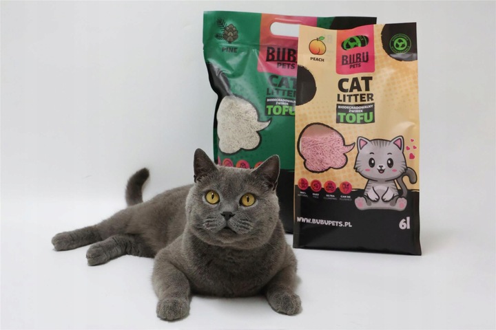 Żwirek Tofu dla Kotów BRZOSKWINIA BuBuPets 2,5kg zbrylający biodegradowalny