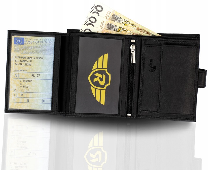 REVERSE Skórzany portfel męski skóra naturalna antykradzieżowy ochrona