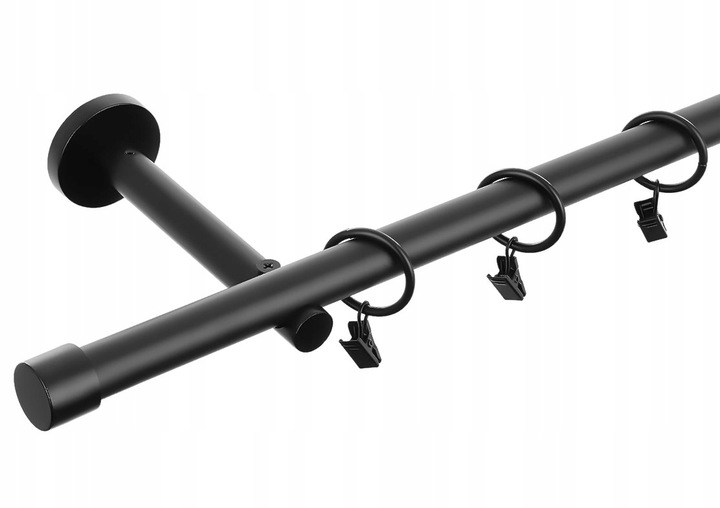 Karnisz METALOWY pojedynczy fi19 mm LOFT - 140cm Czarny mat