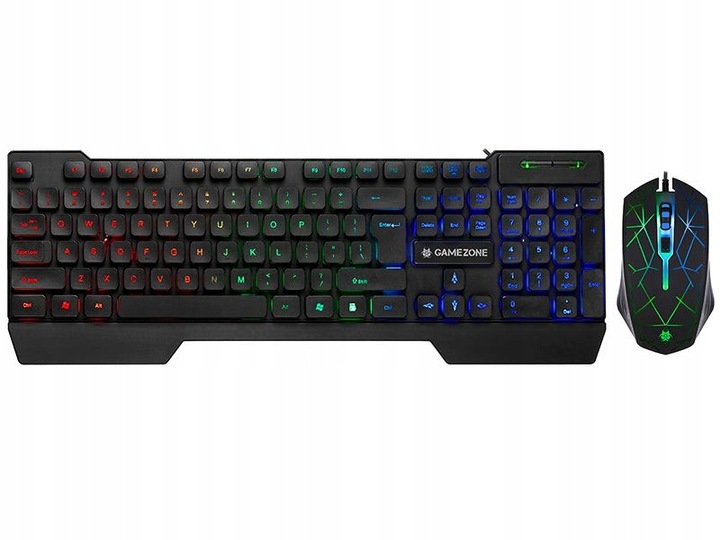 KLAWIATURA PODŚWIETLANA I MYSZ-KA SŁUCHAWKI PODKŁADKA ZESTAW DLA GRACZY 4w1