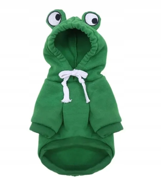 UBRANIE PRZEBRANIE DLA PSA KOTA BLUZA Z KAPTUREM ZIELONA ŻABA S