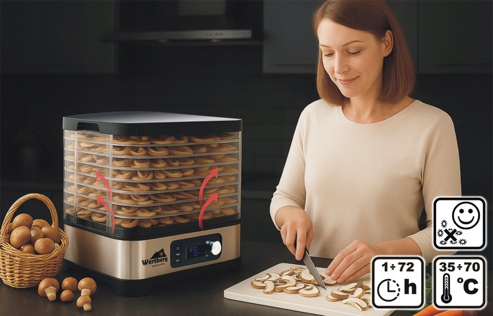 suszarka spożywcza do grzybów owoców warzyw ziół INOX 5 sit 450 W