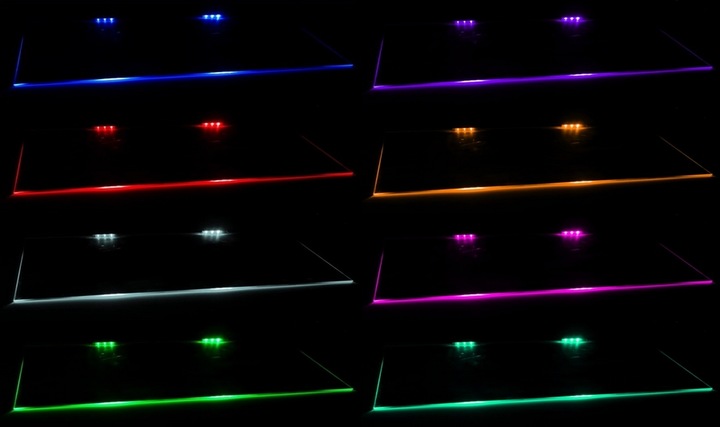 4pkt klips LED RGB do półki szklanej CAŁY ZESTAW Kabel Czarny