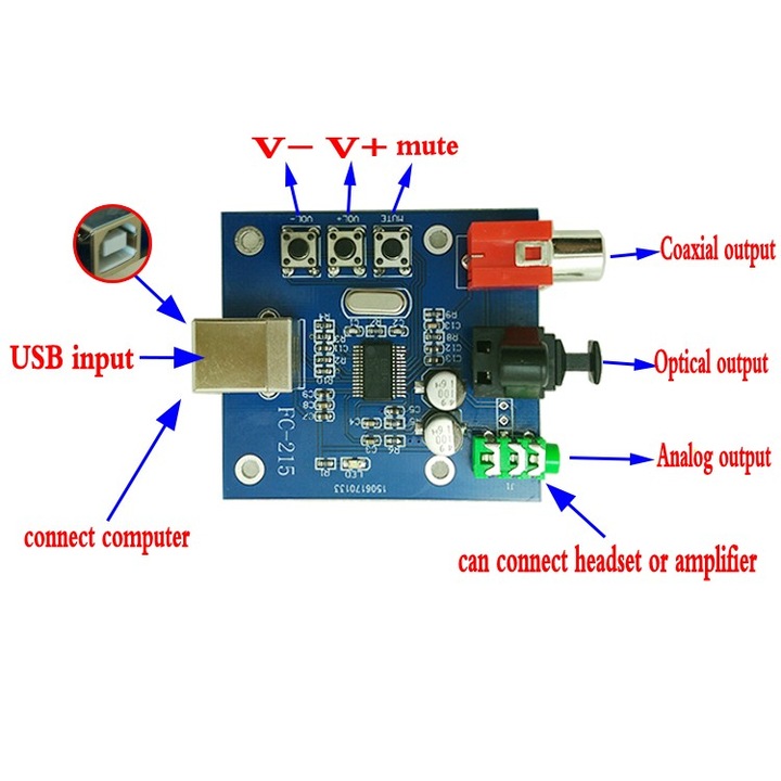 USB DAC PCM2704, COAXIAL, OPTICAL, + KABEL USB !