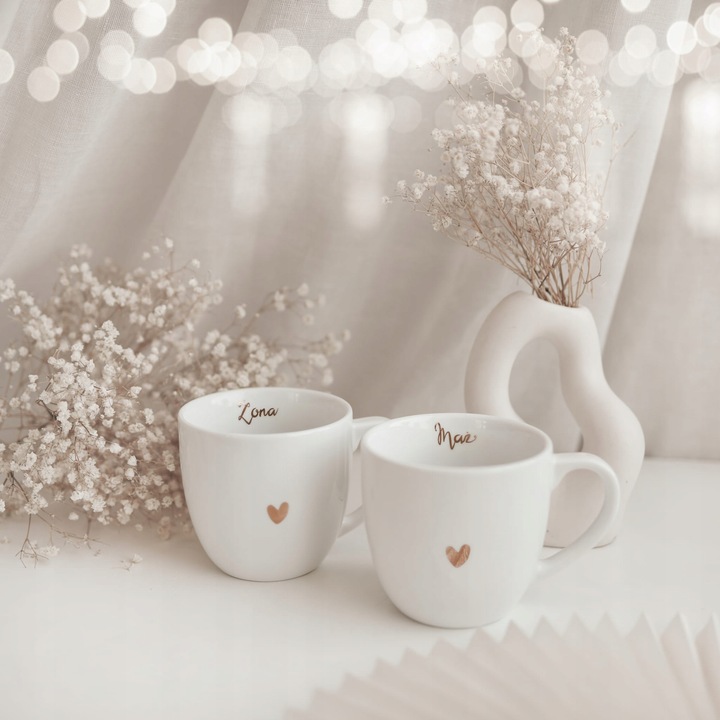 Prezent na ślub dla młodej pary Piękny zestaw porcelanowych kubków Mąż Żona