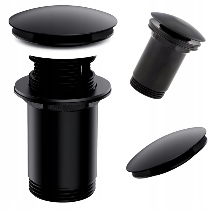 KOREK KLIK-KLAK METALOWY DO UMYWALKI Z PRZELEWEM CZARNY MAT OMNIRES