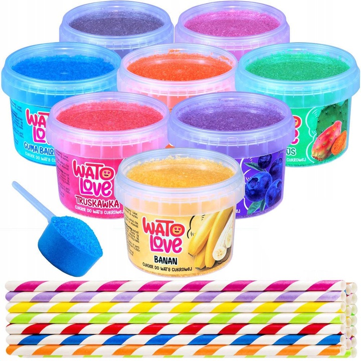 KOLOROWY CUKIER DO WATY CUKROWEJ 8x100g PATYCZKI MIARKA Cukry do Waty