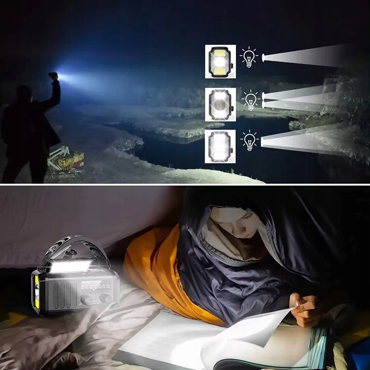 PRZENOŚNE RADIO SOLARNE KORBKA ALARM DYNAMO AWARYJNE LATARKA 10000mAh