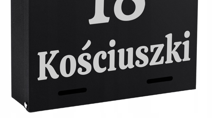 SKRZYNKA POCZTOWA NA LISTY POCZTĘ Z NUMEREM DOMU NAZWĄ ULICY NAPIS