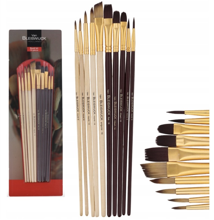 FARBY AKRYLOWE Zestaw Farb Akrylowych 24x12 ml Pędzle Malarskie 10szt