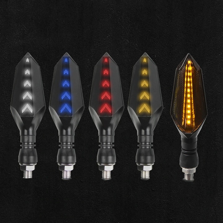 Kierunkowskazy motocyklowe czarne dymione 14 diod LED 2 sztuki