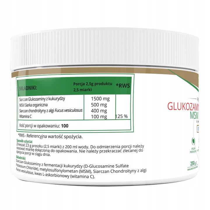 GLUKOZAMINA CHONDROITYNA MSM WITAMINA C VEGE 250g