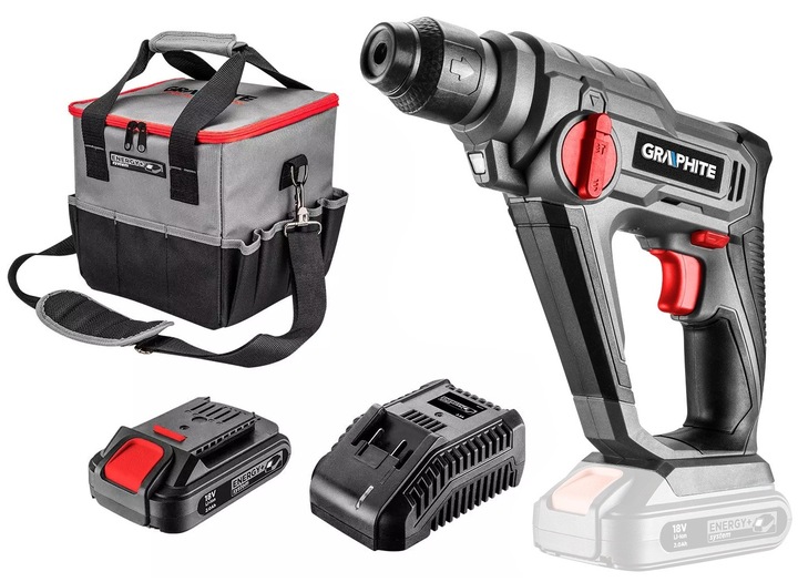 GRAPHITE Młotowiertarka + torba + akumulator + ład