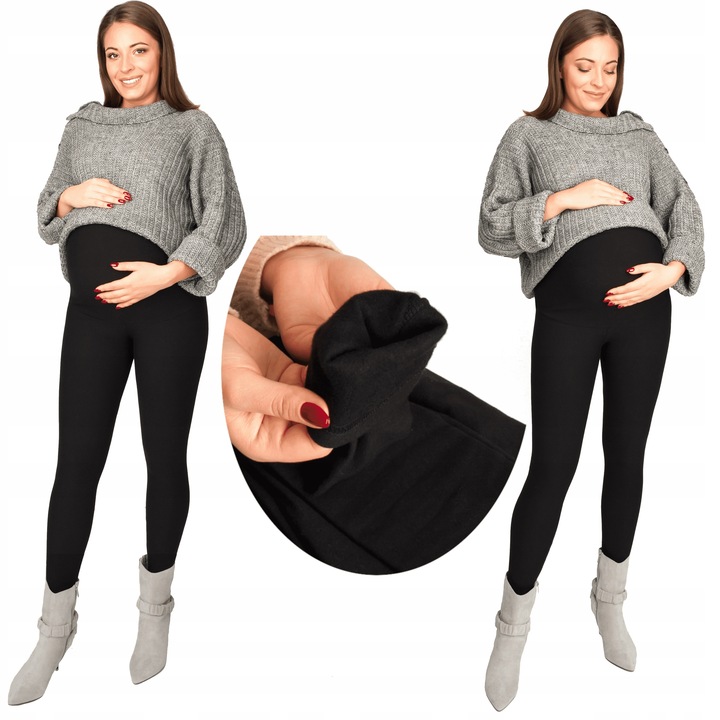 GETRY LEGGINSY ciążowe zimowe ocieplane XL czarne