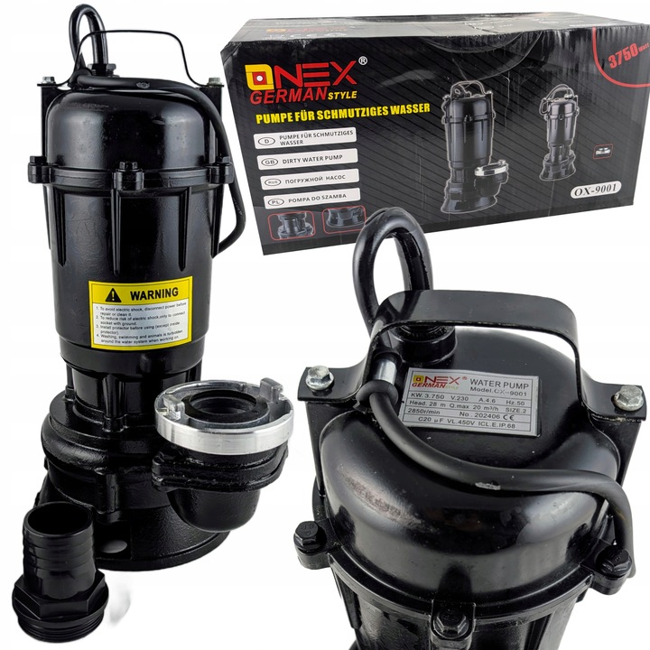 MOCNA POMPA DO WODY BRUDNEJ SZAMBA Z ROZDRABNIACZEM FASTFIX NA W