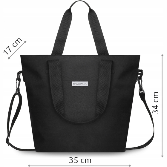 ZAGATTO Shopperka torebka damska duża torba czarna pojemna torebka shopper
