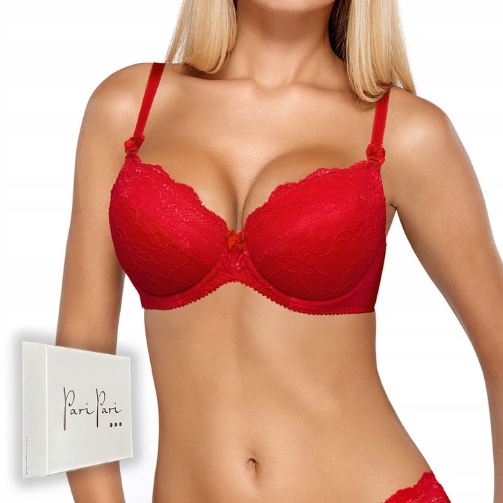 Biustonosz push up Pari koronka Vesta czerwon 100B