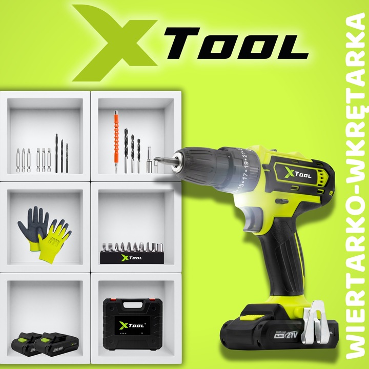 WIERTARKO WKRĘTARKA UDAROWA AKUMULATOROWA WKRĘTAK ZAKRĘTARKA 2xAKU 21V