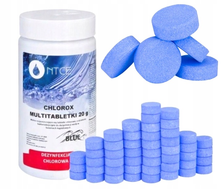 1kg 20w1 CHLOR DO BASENU TABLETKI MULTIFUNKCYJNE Chlorox 50x 20g