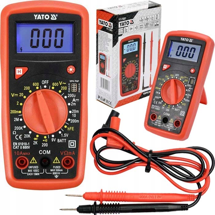 MIERNIK CYFROWY ELEKTRYCZNY MULTIMETR TEST BATERII LCD