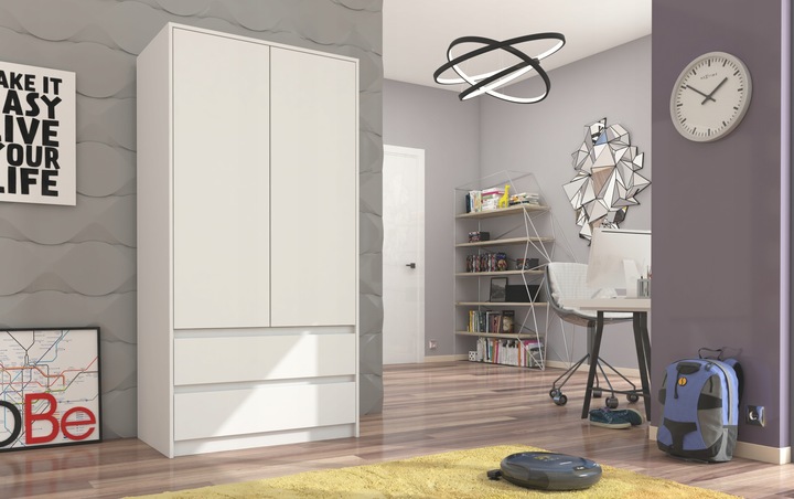 Szafa garderoba 90cm 2d 2szuflady biała B-9