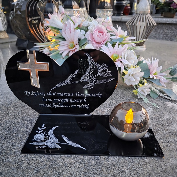 SOLARNY ZNICZ Led Statuetka NA CMENTARZ GRÓB DUŻA Lampka Led z Grawerem