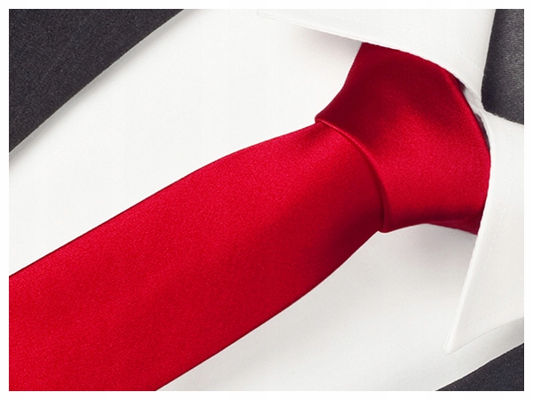 GŁADKI Jednokolorowy Krawat Żakardowy Czerwony R17