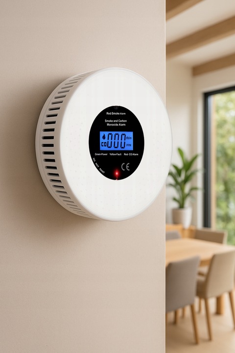 CZUJNIK CZADU DYMU TLENKU WĘGLA 2W1 CERTYFIKOWANY BEZPRZEWODOWY GŁOŚNY 85dB