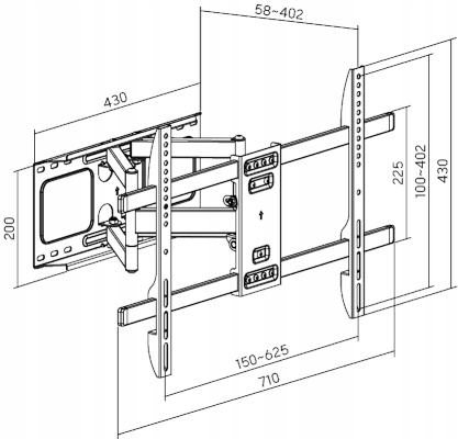 Solidny stalowy regulowany uchwyt ścienny do telewizora TV LCD EXTRA