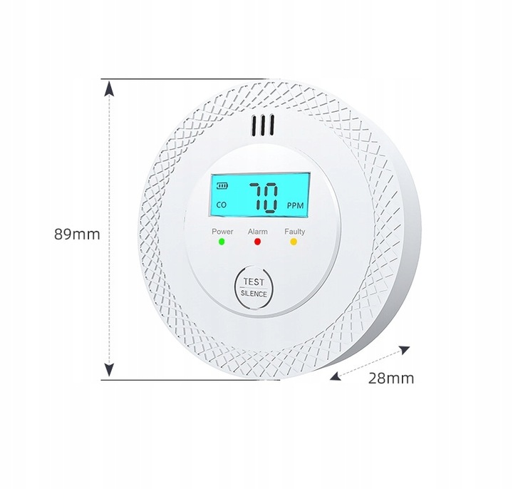 CZUJNIK CZADU GAZU WYKRYWACZ DETEKTOR TLENKU WĘGLA BEZPRZEWODOWY LCD ALARM
