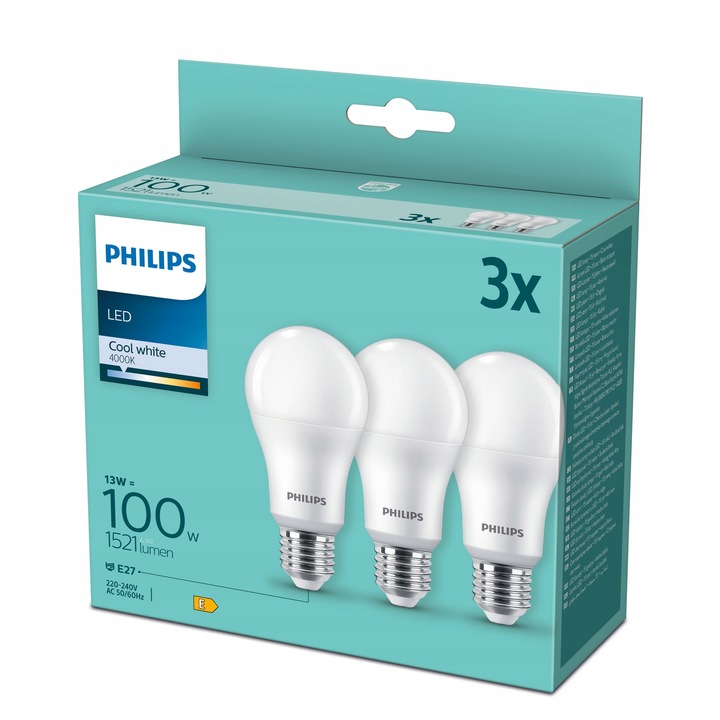 3x Żarówka LED E27 A67 13W = 100W 1521lm 4000K Neutralna PHILIPS
