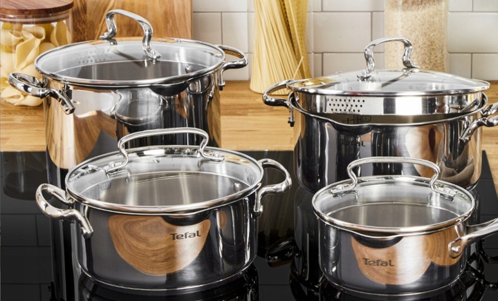 Komplet garnków Duetto patelnia pokrywki 10el