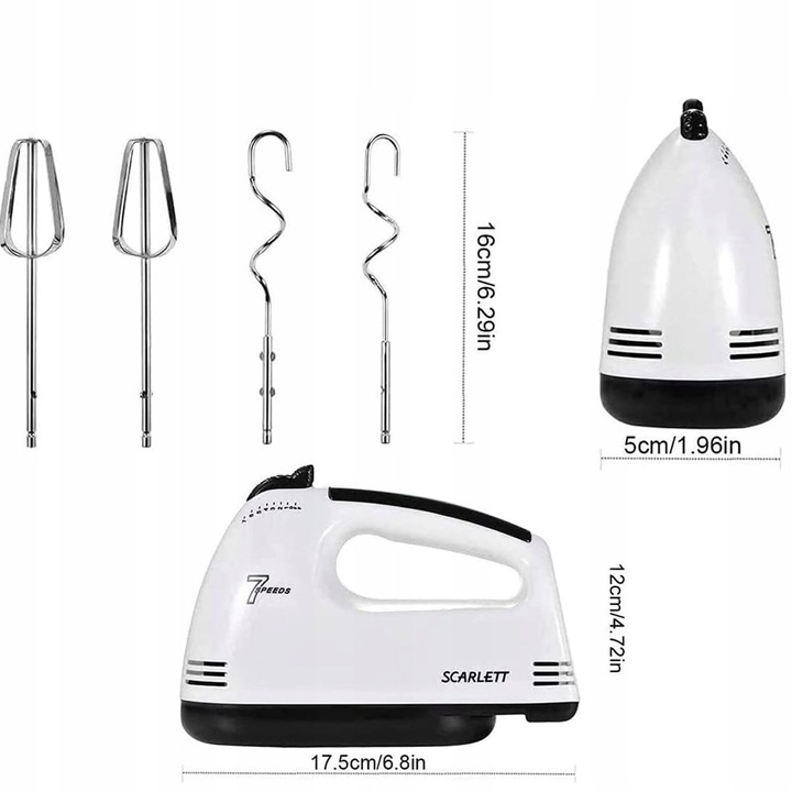 Mikser Ręczny Elektryczny Do Ciast Kremu 7 Biegowy Trzepaczka Robot