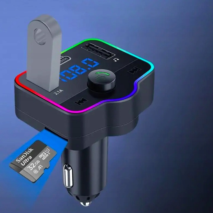 TRANSMITER SAMOCHODOWY BLUETOOTH 5.0 ROZMOWY RADIO 2x USB 1x TYP C PILOT